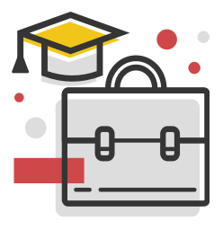 graduate hat and briefcase icon