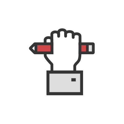 hand holding a pencil icon