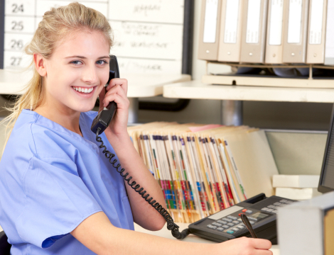 Health student talking on the phone