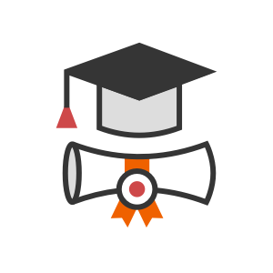 Graduation hat with a diploma icon